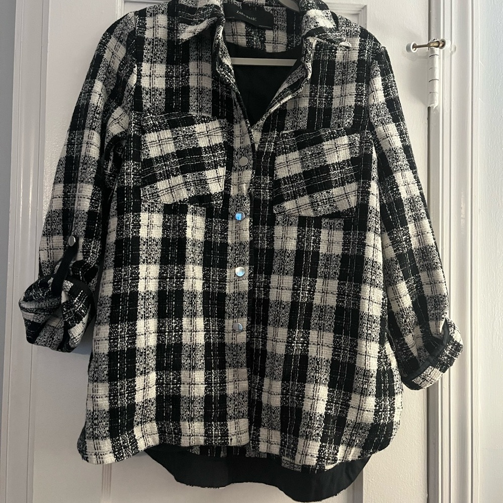 Zara Black and White Utility Jacket